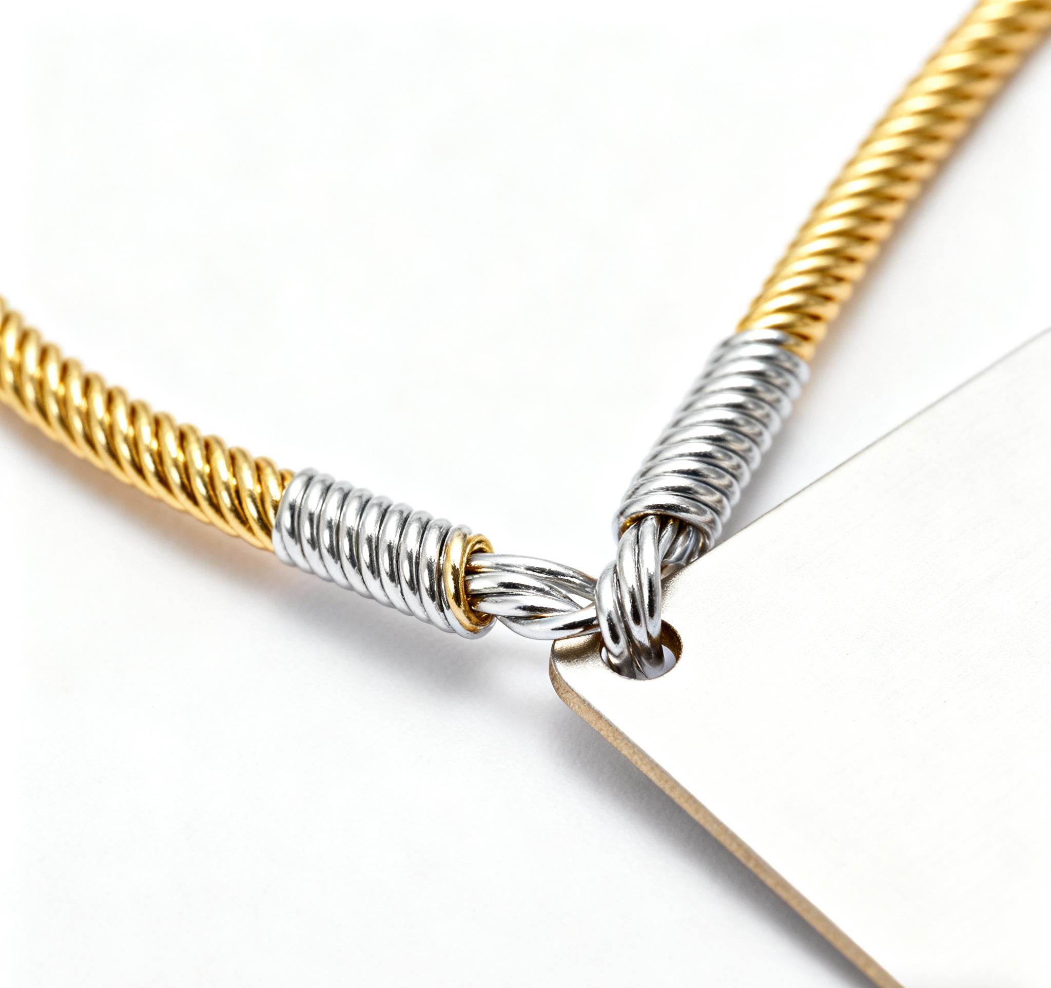 Gold and silver elastic string for jewelry hang tags